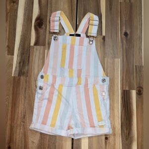 🖤7 For All Mankind Kids Pastel Striped Shortalls— Size 2T
